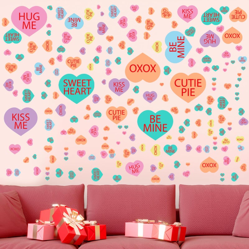 ReliThick 6 Sheets/ 199 Pcs Valentine's Day Wall Decals Removable Love Heart Wall Stickers Conversation Heart Window Stickers Anniversary Romantic Decoration for Wedding Home Party Decor (Romantic) - Image 5