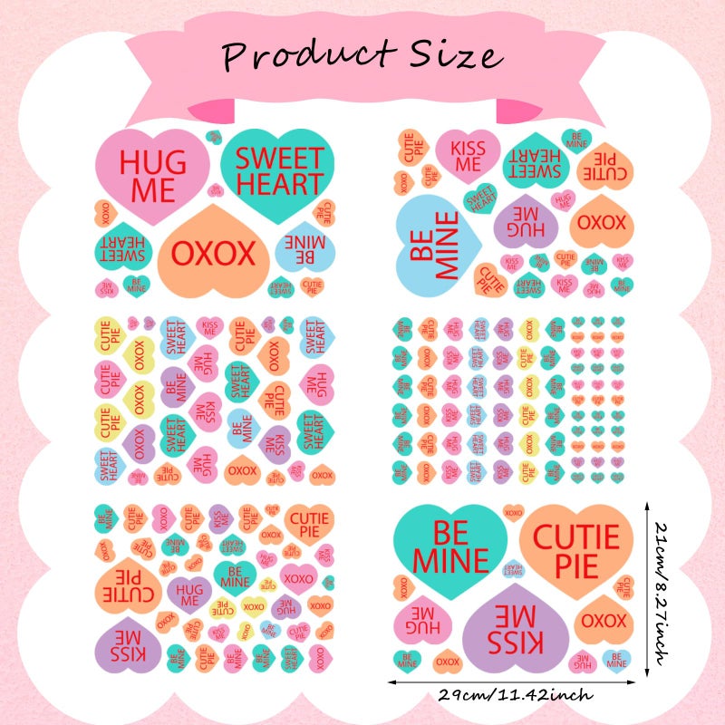 ReliThick 6 Sheets/ 199 Pcs Valentine's Day Wall Decals Removable Love Heart Wall Stickers Conversation Heart Window Stickers Anniversary Romantic Decoration for Wedding Home Party Decor (Romantic) - Image 2