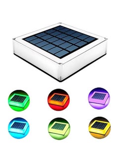 Solar Post Cap Lights Outdoor, Deck Post Lights Waterproof with 7 Color Changing, Light Sensor Fence Lights for 4x4 5x5 6x6 Posts Patio Pool Garden Decoration, Multicolor