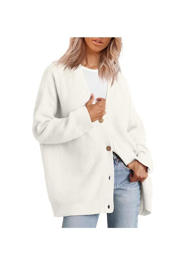 Autumn Women's Solid Color Button Long Sleeve Cardigan  - Image 1