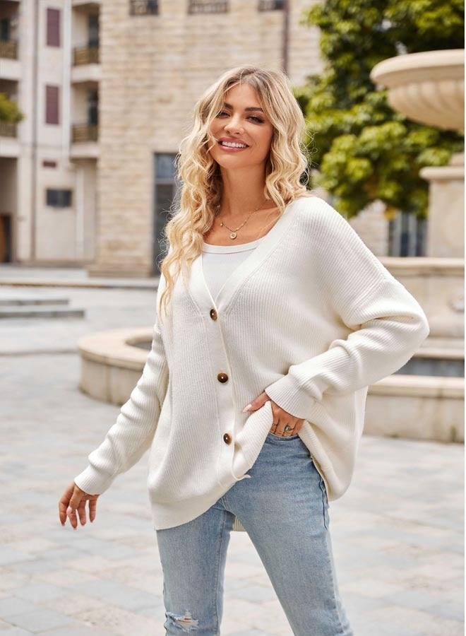 Autumn Women's Solid Color Button Long Sleeve Cardigan  - Image 3