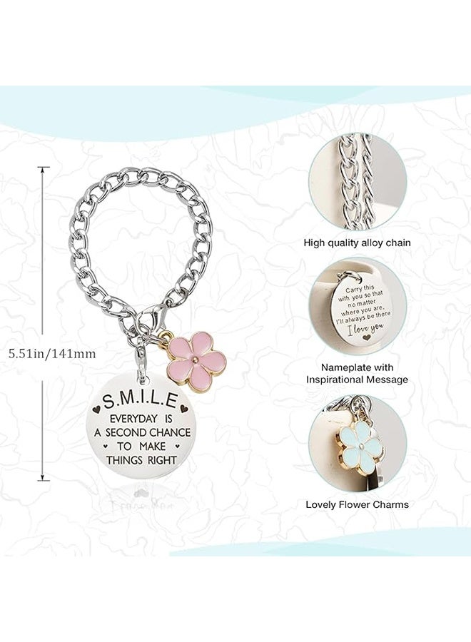 3 قطع سحر سلسلة الزهور لإكسسوارات الزجاجة لكأس ستانلي ، ملصق نصي ملهم مع سحر زهرة وردي ، أزرق ، أبيض ، هدية مخصصة للفتاة ، العائلة ، الأصدقاء - Image 2