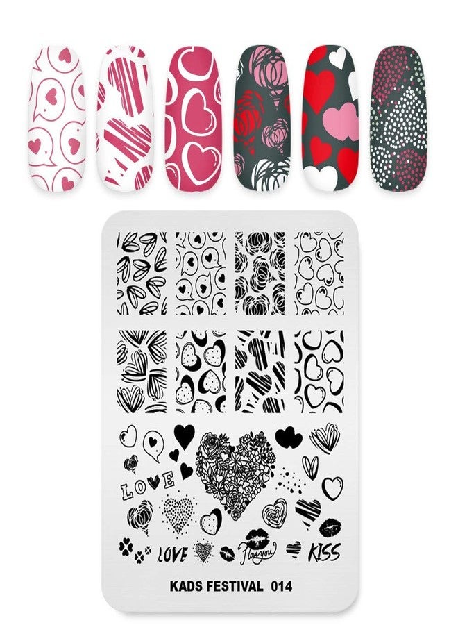 KADS Nail Art Image Stamping Plates Valentine's Day Love Heart DIY Manicure Template Image Plate for Nail (FE014) - Image 1