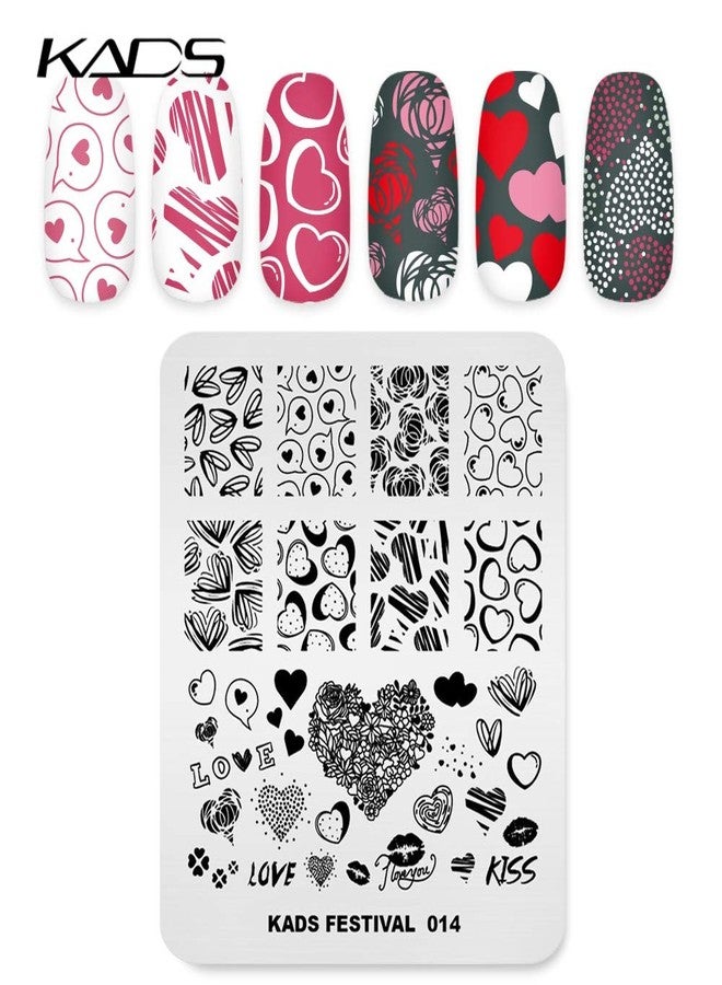 KADS Nail Art Image Stamping Plates Valentine's Day Love Heart DIY Manicure Template Image Plate for Nail (FE014) - Image 3
