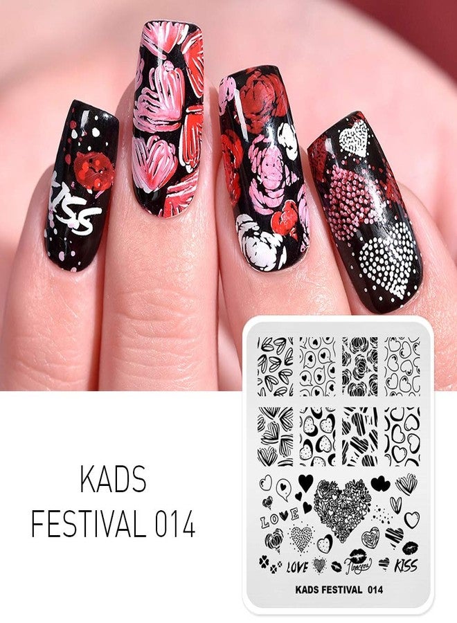 KADS Nail Art Image Stamping Plates Valentine's Day Love Heart DIY Manicure Template Image Plate for Nail (FE014) - Image 2