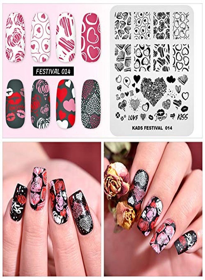 KADS Nail Art Image Stamping Plates Valentine's Day Love Heart DIY Manicure Template Image Plate for Nail (FE014) - Image 4
