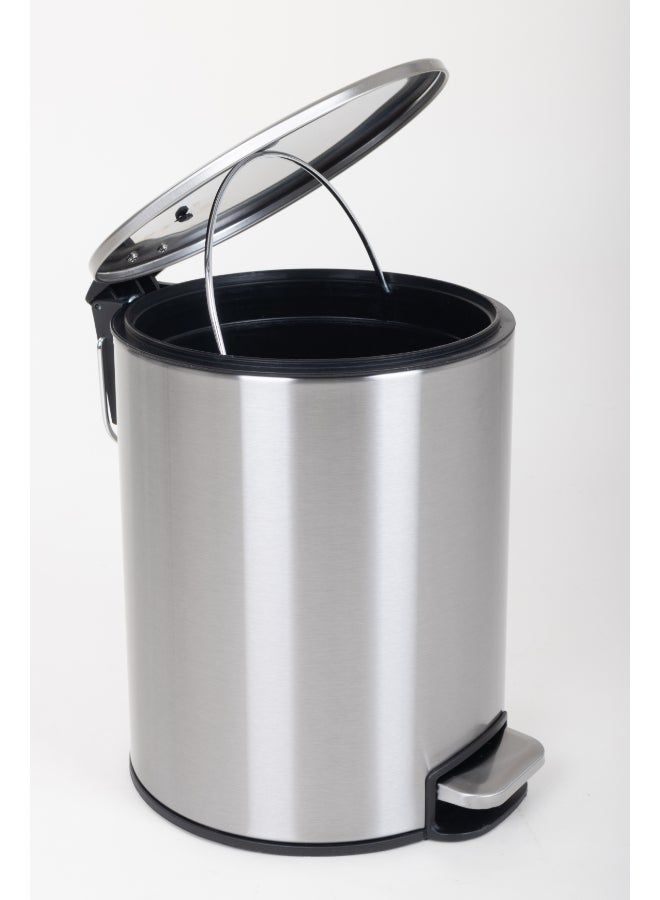 Zinnia 12L Stainless Steel Round Pedal Bin with Soft Close & Anti-Slip - Image 1