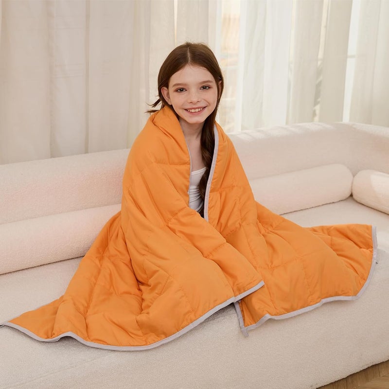 PRETTY NIGHT Multi-demand compliant quality Weighted Blanket 7lbs Twin Size Orange Grey 41"x60" Weighted Blankets Heavy Blanket are Comfortable and Cozy Different assemble options - Image 1