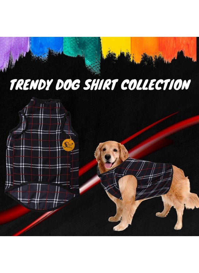 Sage Square Funky Soft Material Dog T-Shirt | Cool/Funky Print Pet | Soft Light Weight | Comfortable & Breathable Dog Clothing | Trendy Vest Outfit (Black Check Print) (Xsmall - 12Inch)  - Image 2