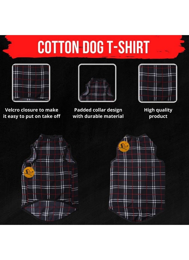 Sage Square Funky Soft Material Dog T-Shirt | Cool/Funky Print Pet | Soft Light Weight | Comfortable & Breathable Dog Clothing | Trendy Vest Outfit (Black Check Print) (Xsmall - 12Inch)  - Image 5