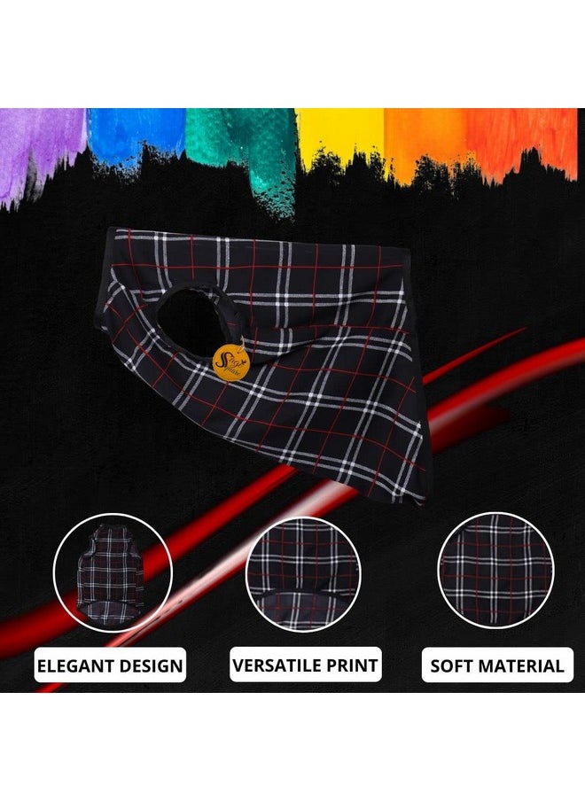 Sage Square Funky Soft Material Dog T-Shirt | Cool/Funky Print Pet | Soft Light Weight | Comfortable & Breathable Dog Clothing | Trendy Vest Outfit (Black Check Print) (Xsmall - 12Inch)  - Image 3
