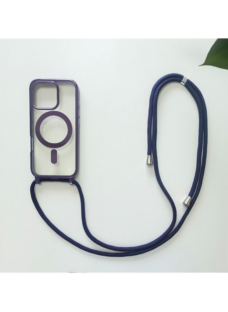 A variety of models to choose from magnetic case suitable for Apple mobile phone case new electroplating magnetic lanyard mobile phone case - Image 2