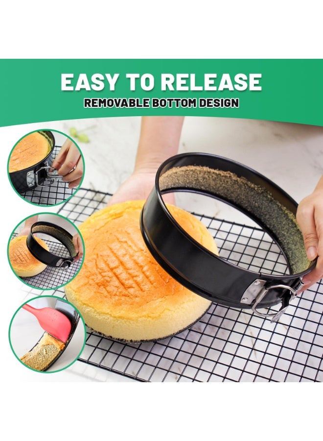 Springform Cake Pan Set – 4-Piece Non-Stick Leak-Proof Round Baking Pans with Removable Bottom (4", 7", 9",10") – Perfect for Cheesecake, Cake, Pie, Pizza & Quiche – Black - Image 5