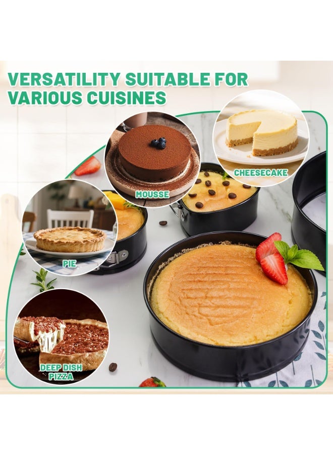 Springform Cake Pan Set – 4-Piece Non-Stick Leak-Proof Round Baking Pans with Removable Bottom (4", 7", 9",10") – Perfect for Cheesecake, Cake, Pie, Pizza & Quiche – Black - Image 4