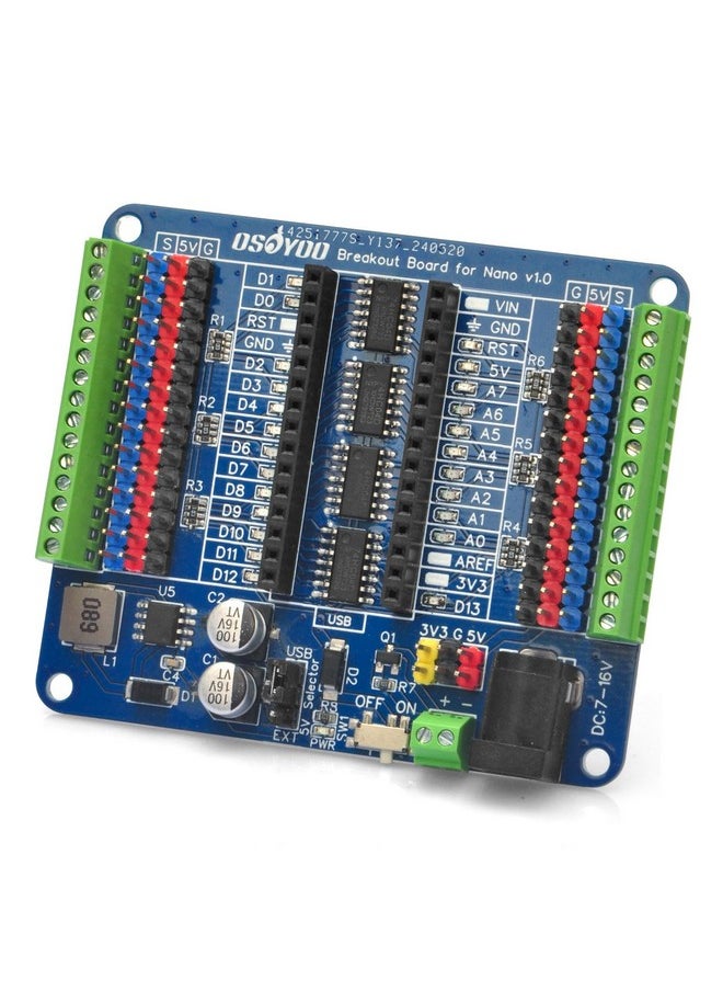 OSOYOO - OSOYOO Nano IO Shield Breakout Board with GPIO Status LED, Terminal Expansion Holder for Arduino Nano - Image 1