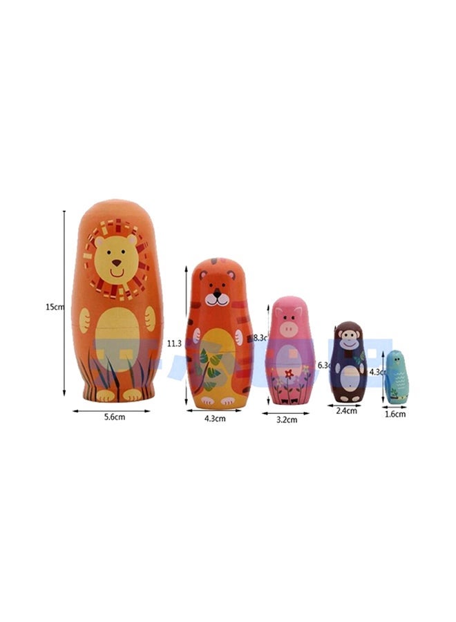 NIBEMINENT 5-Piece Cute Wooden Nesting Dolls Set  - Image 2
