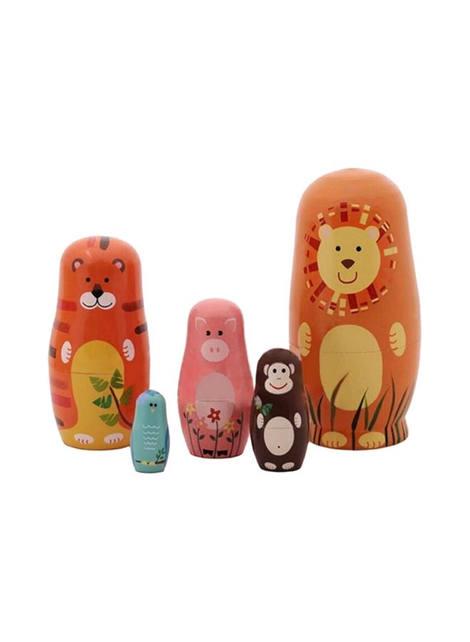 NIBEMINENT 5-Piece Cute Wooden Nesting Dolls Set  - Image 1