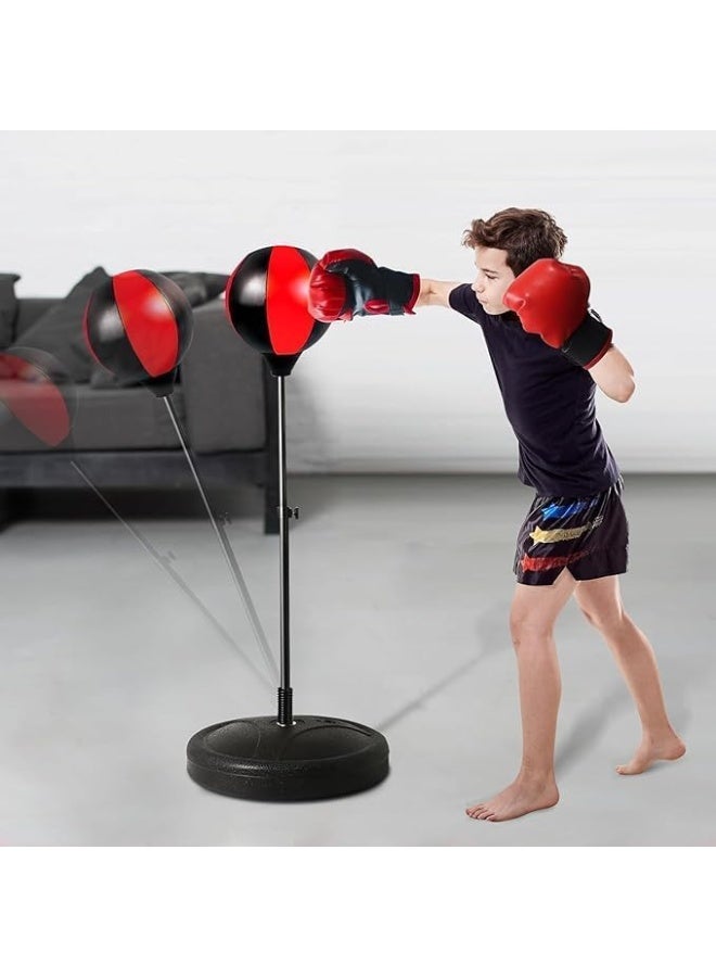 مجموعة كيس ملاكمة وقفازات للأطفال من إن أي جي - كرة ملاكمة قائمة بذاتها بارتفاع قابل للتعديل وقفازات ملاكمة للصغار مع مضخة يدوية، مناسبة للأعمار من 3 سنوات فأكثر - Image 1