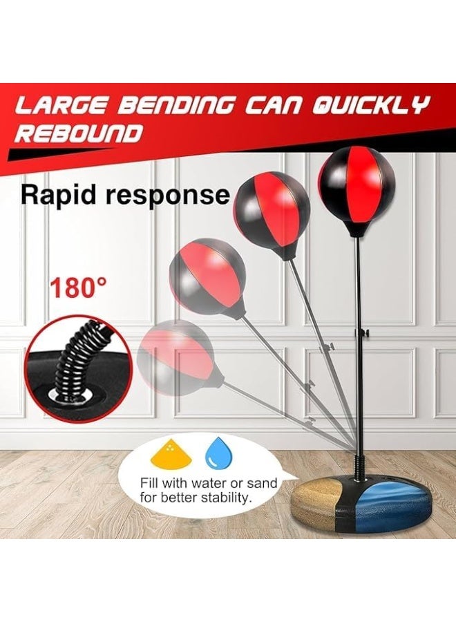 مجموعة كيس ملاكمة وقفازات للأطفال من إن أي جي - كرة ملاكمة قائمة بذاتها بارتفاع قابل للتعديل وقفازات ملاكمة للصغار مع مضخة يدوية، مناسبة للأعمار من 3 سنوات فأكثر - Image 2