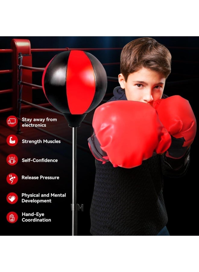 مجموعة كيس ملاكمة وقفازات للأطفال من إن أي جي - كرة ملاكمة قائمة بذاتها بارتفاع قابل للتعديل وقفازات ملاكمة للصغار مع مضخة يدوية، مناسبة للأعمار من 3 سنوات فأكثر - Image 3
