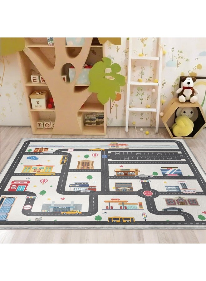 Nayoroom 5x7ft Kids Town Road Play Rug - Non-Slip Acrylic Carpet with Interactive City Map Design, Educational Toy Vehicle Mat for Kids, Bedroom Playroom Nursery Gift. - Image 4