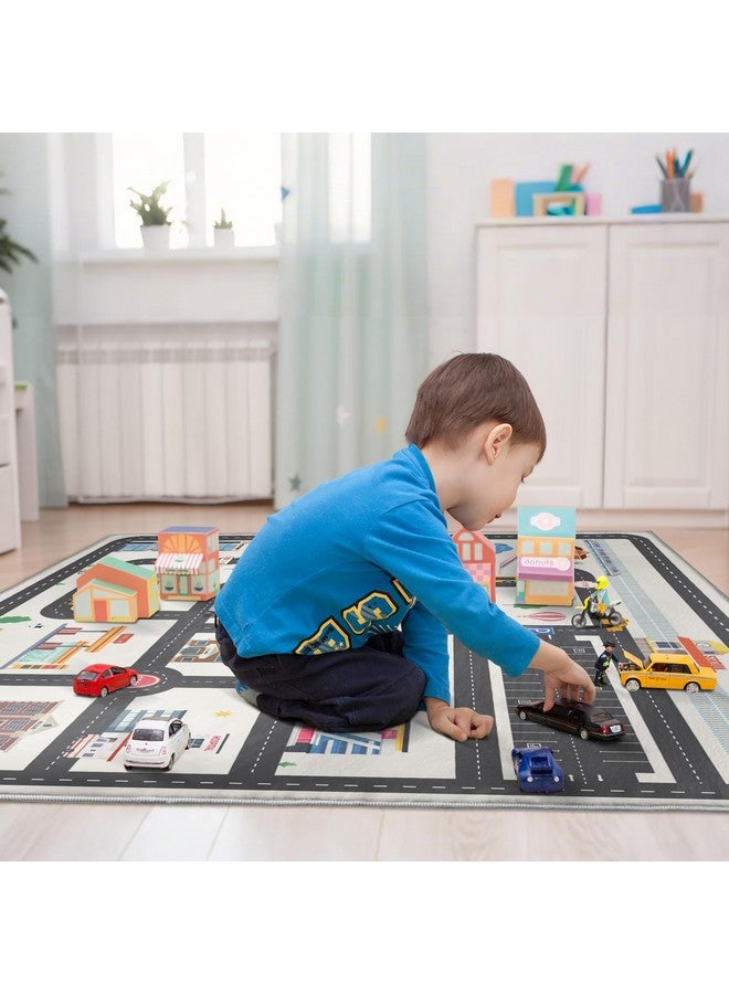 Nayoroom 5x7ft Kids Town Road Play Rug - Non-Slip Acrylic Carpet with Interactive City Map Design, Educational Toy Vehicle Mat for Kids, Bedroom Playroom Nursery Gift. - Image 5
