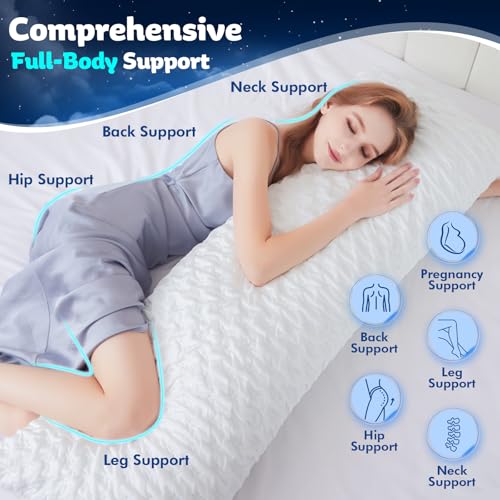 KUCEY Body Pillow for Side Sleeper with Neck and Shoulder Pain,Adjustable Shredded Memory Foam Pillows, Cooling Pillow for hot Sleepers with Washable Cover, Bed Pillows for Adults, Original White - Image 3