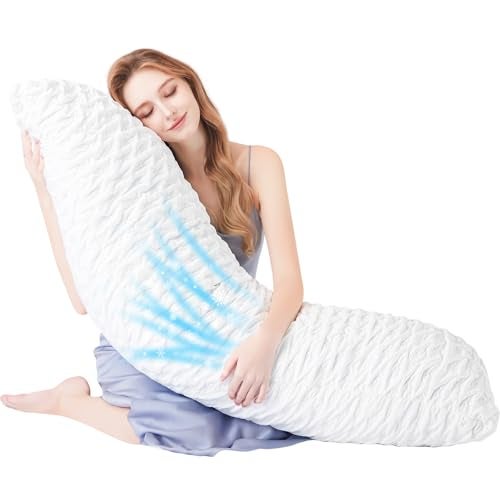 KUCEY Body Pillow for Side Sleeper with Neck and Shoulder Pain,Adjustable Shredded Memory Foam Pillows, Cooling Pillow for hot Sleepers with Washable Cover, Bed Pillows for Adults, Original White - Image 1