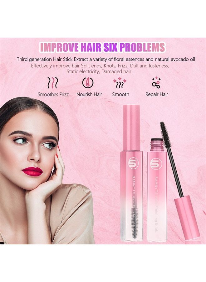 Samnyte Hair Finishing Stick, 2pcs Hair Mascara for Flyaway Tamer, Fly Away Hair Tamer Stick for Enhance Gloss of Hair, Anti Frizz Broken Hair Baby Hair Flash Moment Flyaway Stick, Non-Greasy (pink) - Image 3