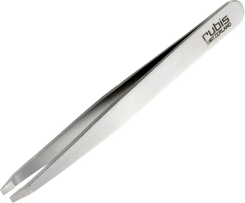 Rubis Universal Stainless Steel Tweezers with Straight Tips for Precise Eyebrows and Hair Removal 1K302Rubis Switzerland Swiss Made World Renowned Precision