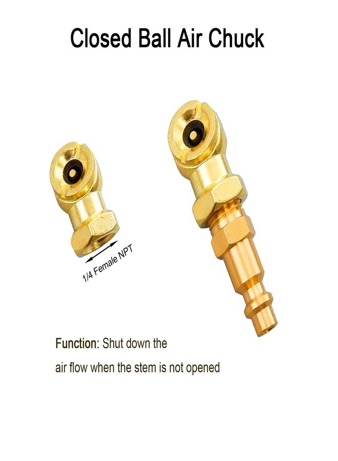 Kabcifea 10 Pieces Air Chuck Set,Heavy Duty Brass Dual Head Air Chuck,1/4 Inch Dual NPT Closed Ball Air Chuck,Closed Flow Tire Chuck,Air Hose Quick Connect Adapter with 1 PCS Thread Seal Tape - Image 3