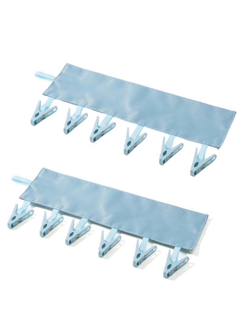 NOVOLAN Foldable Clothespins 2-Piece Set, Portable Bathroom Foldable Hanging Rack Clothespins Fabric Clothes Hangers Business Trip Foldable Clothespins, Minimal Space in Luggage, Lightweight (blue) - Image 1