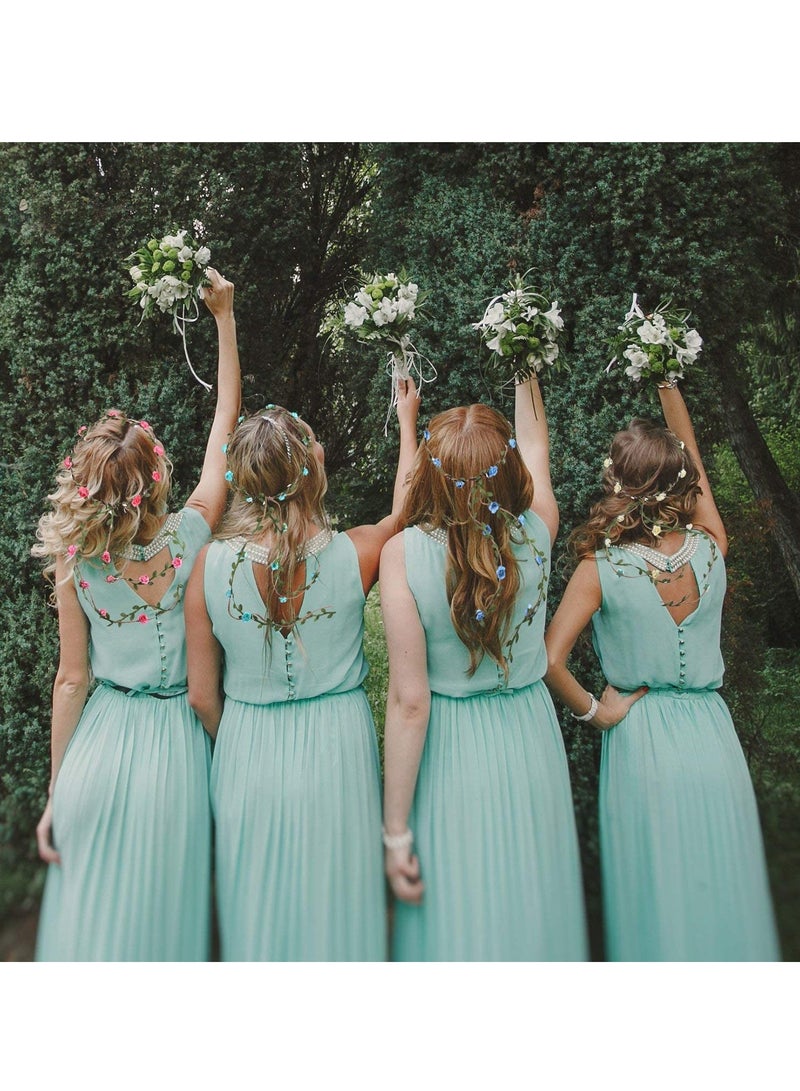 إسكدنيا تاج الزهور للفتيات الصغيرات، عصابة رأس من الزهور، عصابة رأس على شكل إكليل زهور، غطاء رأس على الطراز البوهيمي لحفلات الزفاف، أغطية رأس الزفاف، الحفلات، المهرجانات، إكسسوارات الشعر، 4 قطع، 4 ألوان - Image 2