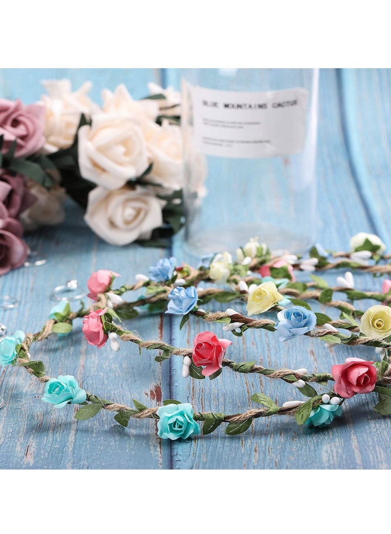 إسكدنيا تاج الزهور للفتيات الصغيرات، عصابة رأس من الزهور، عصابة رأس على شكل إكليل زهور، غطاء رأس على الطراز البوهيمي لحفلات الزفاف، أغطية رأس الزفاف، الحفلات، المهرجانات، إكسسوارات الشعر، 4 قطع، 4 ألوان - Image 5