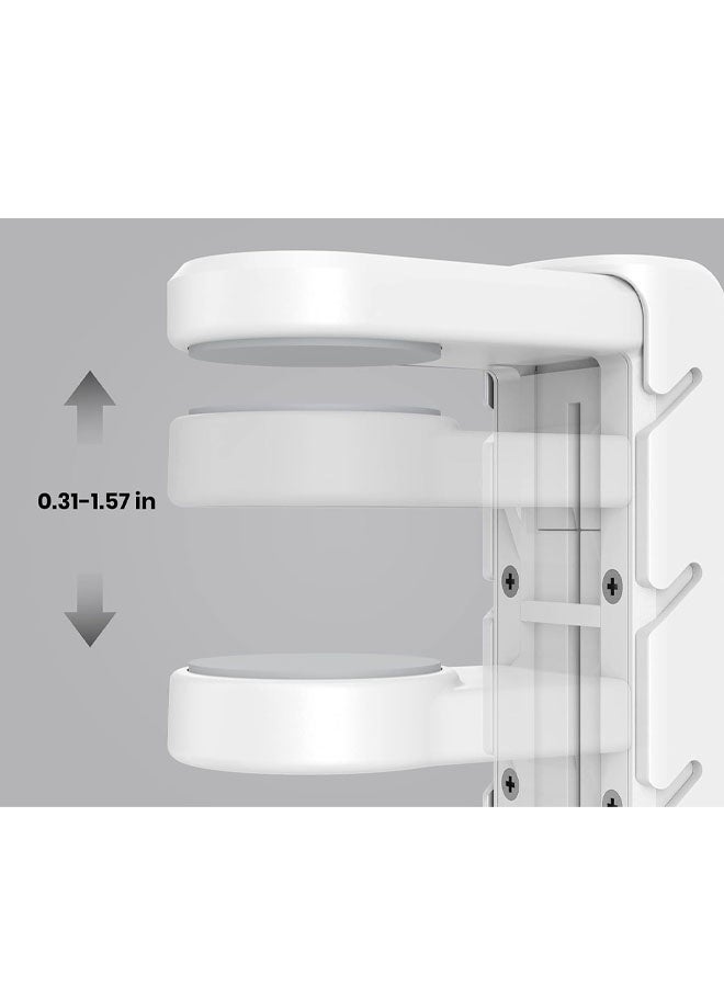 3-in-1 PC Gaming Headset&Controller Holder - Headphone Stand w/Adjustable Clamp&2 Controller Holder&Rotating Arm&Cable Organizer, Universal PC Gaming Accessory Controller Headset Stand-White - Image 4