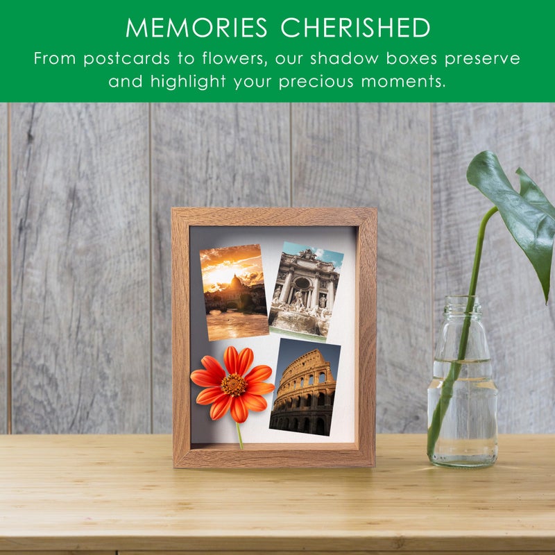 FrameWorks الأطر 8 × 8 جولدن خشبية من خشب البوط الخشبي الإطار - علبة عرض مع مربع ذاكرة خلفية ناع - Image 2