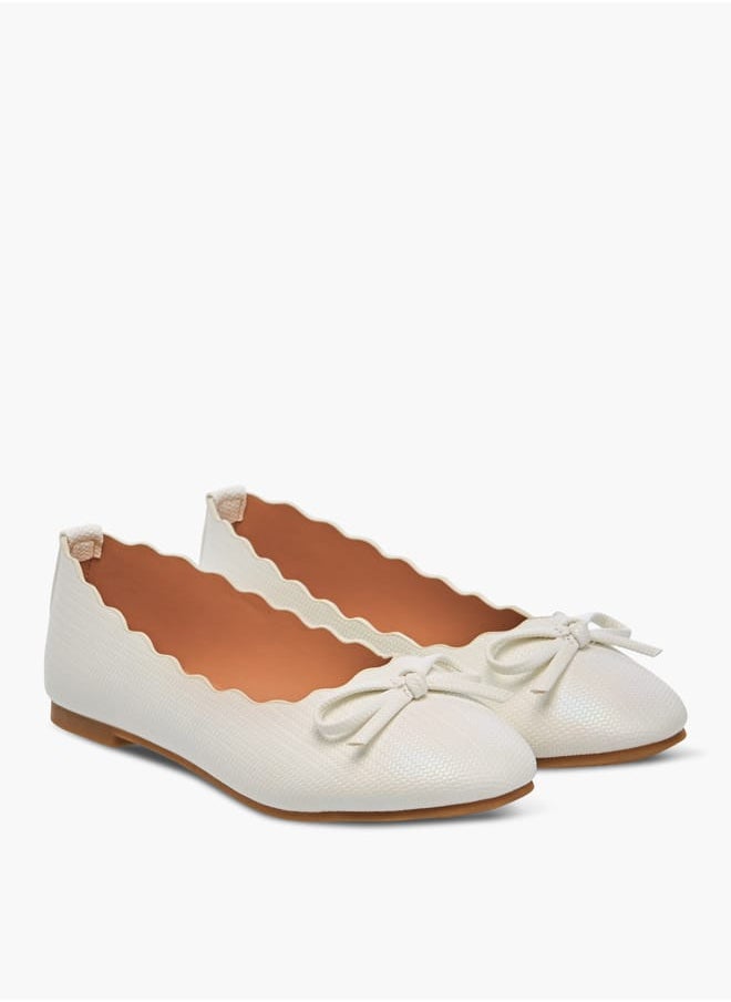 Little Missy Girls Bow Embellished Slip-On Ballerina Shoes  - Image 2