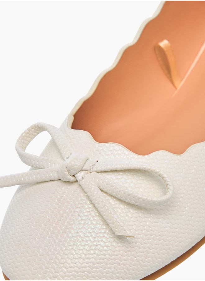 Little Missy Girls Bow Embellished Slip-On Ballerina Shoes  - Image 5