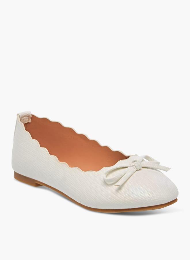 Little Missy Girls Bow Embellished Slip-On Ballerina Shoes - Image 3