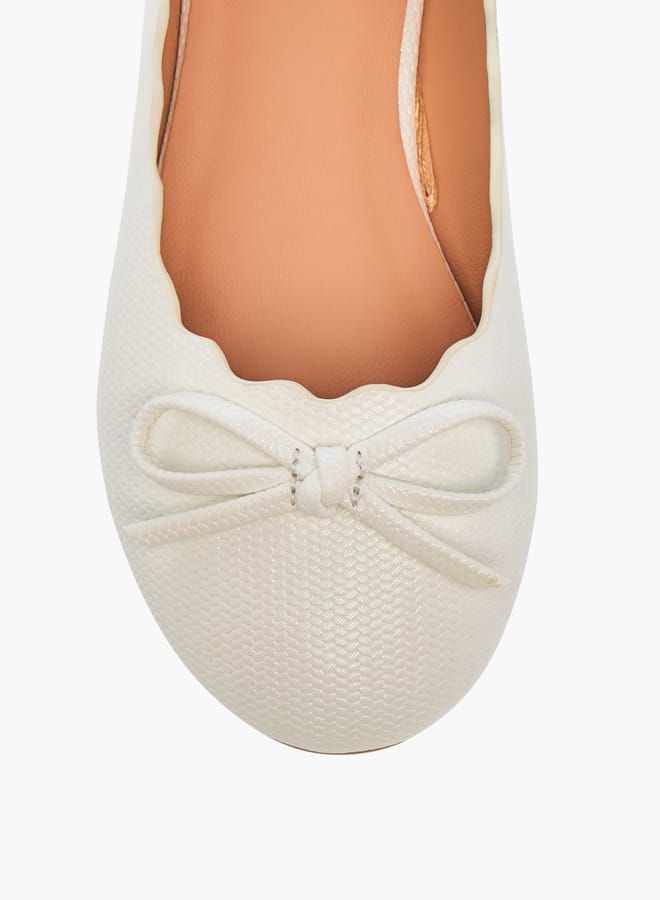 Little Missy Girls Bow Embellished Slip-On Ballerina Shoes - Image 4
