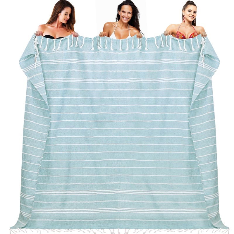 YSYJ Oversized Turkish Beach Towel Giant XXL Beach Towel Quick Dry Sand Free Extra Large Turkish Lightweight XL Beach Blanket for Travel Blue - Image 1