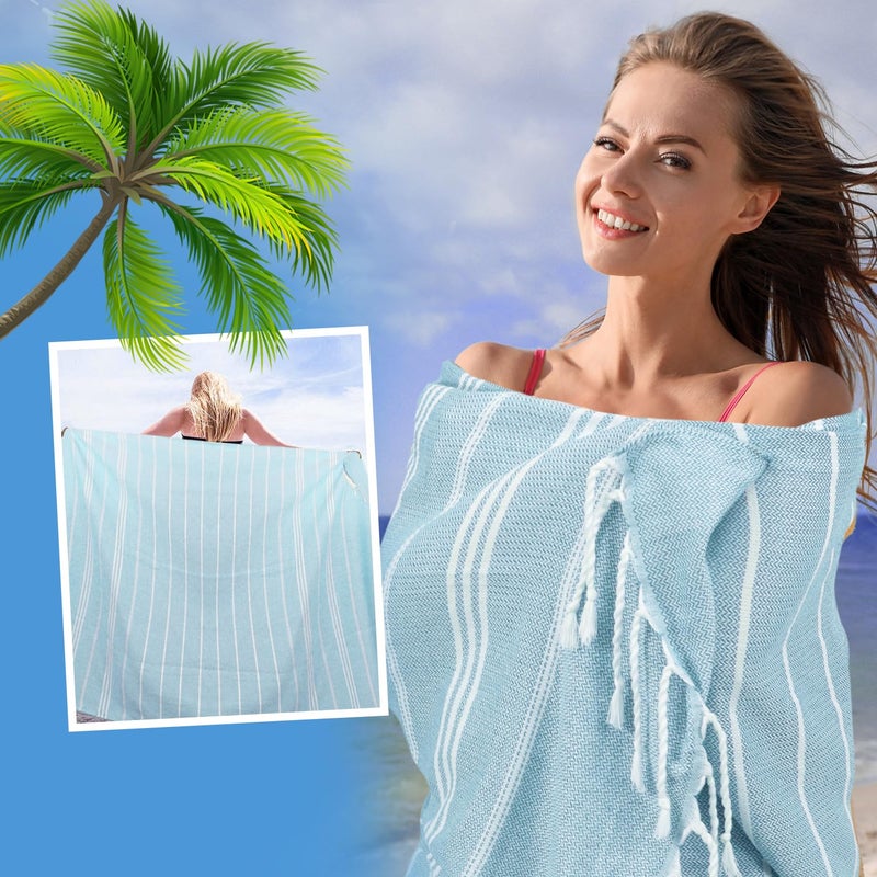 YSYJ Oversized Turkish Beach Towel Giant XXL Beach Towel Quick Dry Sand Free Extra Large Turkish Lightweight XL Beach Blanket for Travel Blue - Image 5