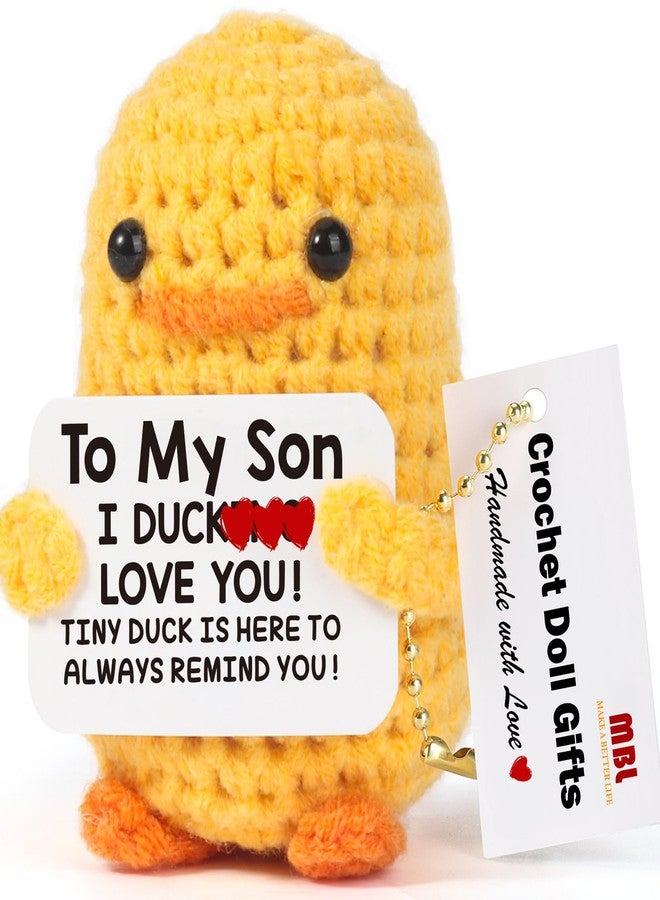 MBL Easter Basket for Teen Boys - Graduation Birthday Fathers Day Funny Cute Crochet Duck Gifts to My College Teenage Son from Mom Mother Dad, I Duck Love You - Image 1