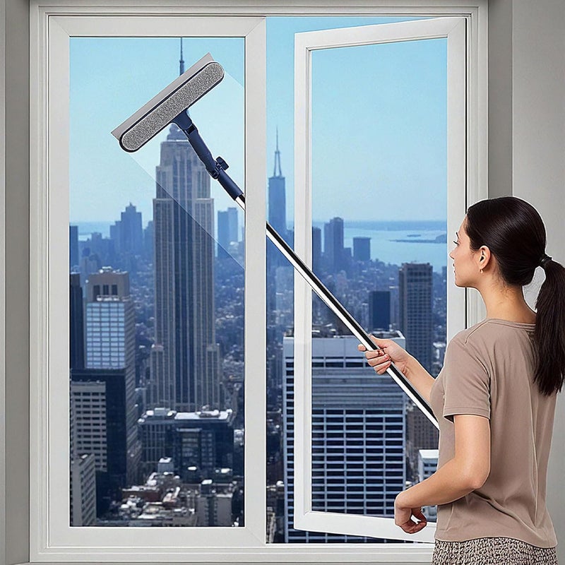 ordinarYone Extendable Glass Cleaner With Rotating Head And Microfiber Pad For Most Window Type - Image 1