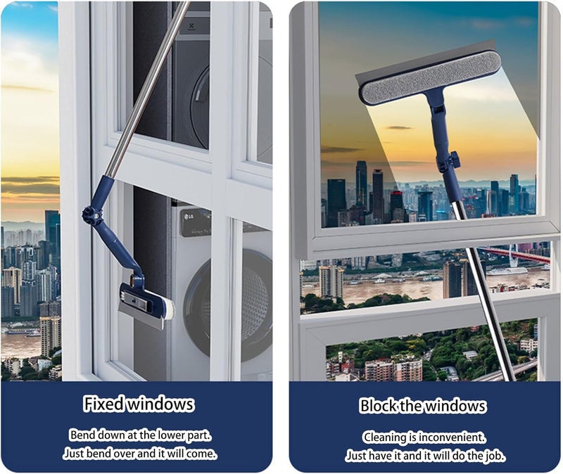 ordinarYone Extendable Glass Cleaner With Rotating Head And Microfiber Pad For Most Window Type - Image 4