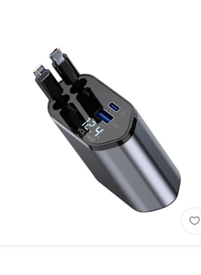 Tiknal 120W Car Charger with Fast Charging Multiple Ports Type C and Lightning and Digital Display - Image 3