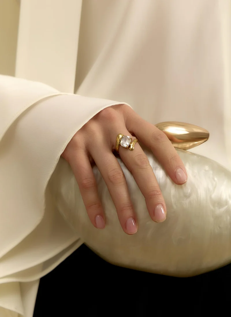 Lichi  Intricately shaped ring with a large stone for Women | Best Price UAE