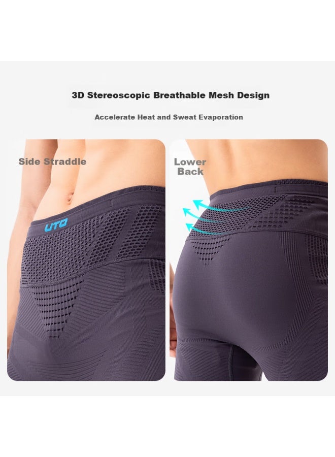 Uto Men's Waist Pack Compression Quick Dry Four-point Shorts Outdoor Sports Cycling Shorts Classic Black L - Image 2