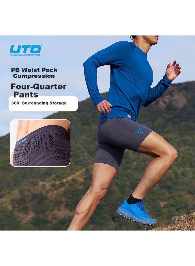 Uto Men's Waist Pack Compression Quick Dry Four-point Shorts Outdoor Sports Cycling Shorts Classic Black L - Image 4