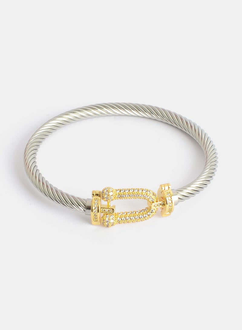 Akher el Ankoud Bracelet with a U-shaped design adorned with zircon stones - Image 1